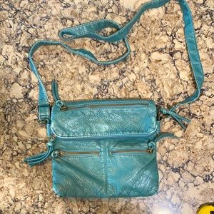 8” x 9” teal crossbody purse